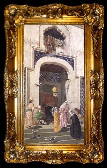 framed  Osman Hamdy Bey La Porte de la Grande Mosquee Brousse (mk32), ta009-2